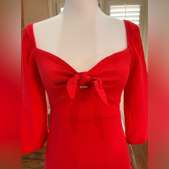 Ruffles Asymmetric Sweetheart Bow Smocked Gauzy Romantic Short Mini Dress sz 10 - Picture 4 of 7